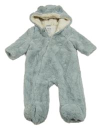 Světlemodrá kožešinová podšitá vesta s kapucí F&F