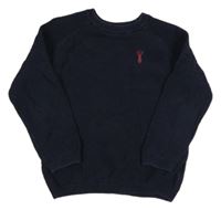 Tmavomodrý svetr s výšivkou Next