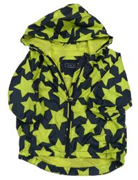 Černo-zelená šusťáková jarní bunda s hvězdičkami a kapucí Next
