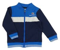 Tmavomodro-modrá propínací mikina s bílým pruhem F&F