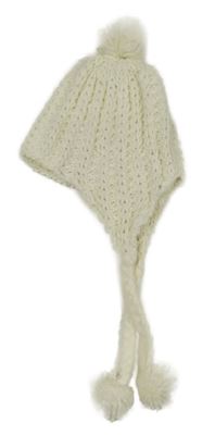 Bílá pletená čepice s bambulí 