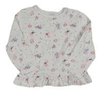 Bílé květované triko s volánkem Dopodopo