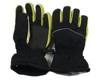 Černo-žluté šusťákové prstové zateplené rukavice 