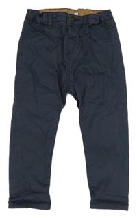 Tmavomodré plátěné kalhoty H&M