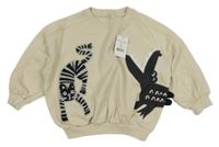 Nové - smetanová oversize mikina se zvířátky George