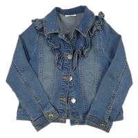 Modrá crop riflová bunda s volánky Matalan