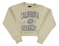 Světlebéžová crop mikina s nápisem 