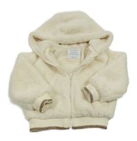 Smetanový kožešinový podšitý kabátek s kapucí Primark