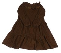 Hnědé manšestrové šaty s volánky H&M
