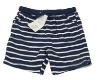 Nové - tmavomodro-bílé pruhované teplákové kraťasy s kapsami F&F