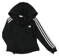 Černá sportovní funkční crop propínací mikina s kapucí Adidas