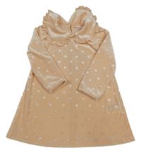 Meruňkové sametové puntíkaté šaty s límečkem H&M