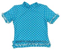 Modrozelené puntíkaté UV tričko s volánky