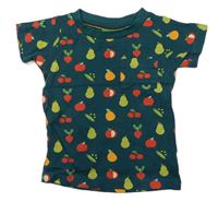 Tmavozelené tričko s ovocem a zeleninou