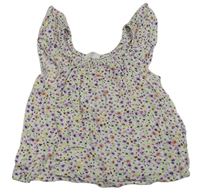 Bílý květovaný top s volánky Primark