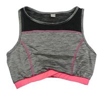 Šedo-růžový melírovaný sportovní crop top zn. Tu