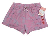 Lila-růžové květované kraťasy s volánky Matalan