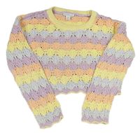 Barevný pruhovaný perforovaný crop svetr Primark