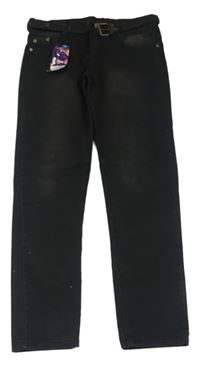Černé skinny rifle s páskem 