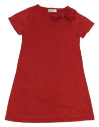 Červené třpytivé svetrové šaty s mašlí H&M