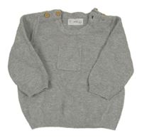 Šedý svetr s kapsou Mango