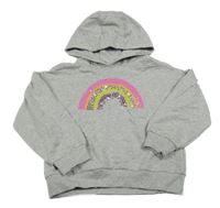 Šedá mikina s duhou a kapucí Tu