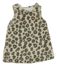 Smetanovo-hnědé kožešinové šaty s leopardím vzorem Nutmeg