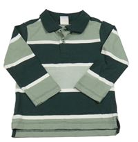 Zeleno-bílé pruhované polo triko Hema