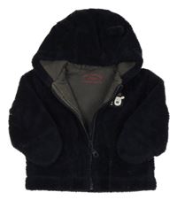 Tmavomodrá plyšová podšitá propínací mikina s pejskem a kapucí S. Oliver