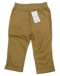 Nové - Okrové plátěné kalhoty s úpletovým pasem Matalan