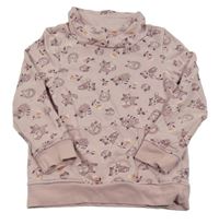 Růžová mikina se zvířátky a límečkem Kids
