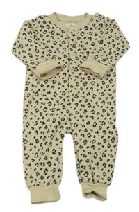 Béžovo-tmavošedý žebrovaný overal s leopardím vzorem Zeeman 