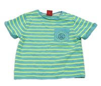 Světlemodro-neonově zelené pruhované tričko s lvíčkem S. Oliver