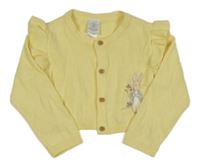 Žlutý propínací crop svetr s králíčkem 