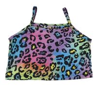 Černo-barevný crop top s leopardím vzorem Shein