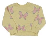 Žluto-růžová mikina s motýlky Primark