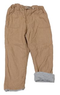 Béžové plátěné podšité kalhoty H&M