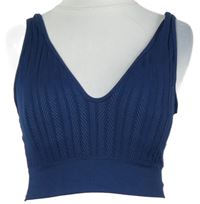 Dámský tmavomodrý vzorovaný sportovní crop top 