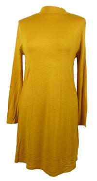 Dámské hořčicové šaty se stojáčkem TU 