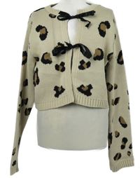 Dámský béžový vzorovaný crop svetr na zavazování Boohoo 