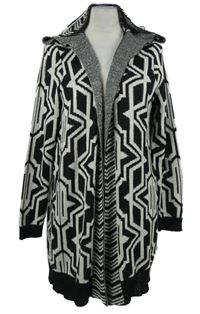 Dámský černo-šedý vzorovaný svetrový cardigán s kapucí H&M