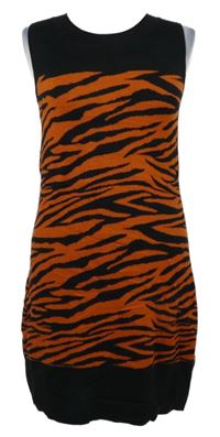 Dámské černo-skořicové vzorované pletené šaty Comma 