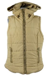 Dámská béžová šusťáková zateplená vesta s kapucí H&M