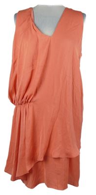 Dámské lososové šaty s řasením Zara 