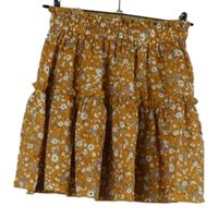 Dámská okrová kytičkovaná sukně s volánky Shein