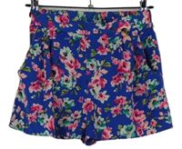 Dámské safírové květované sukňové kraťasy New Look 
