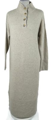 Dámské béžové svetrové šaty se stojáčkem Nutmeg 