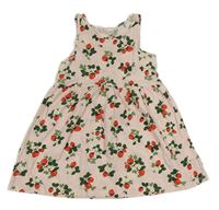 Světlerůžové bavlněné šaty s jahůdkami H&M