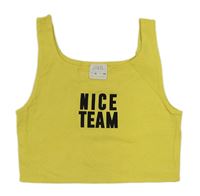 Žlutý crop top s nápisem Zara