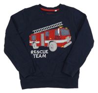 Tmavomodrá mikina s hasičským autem C&A